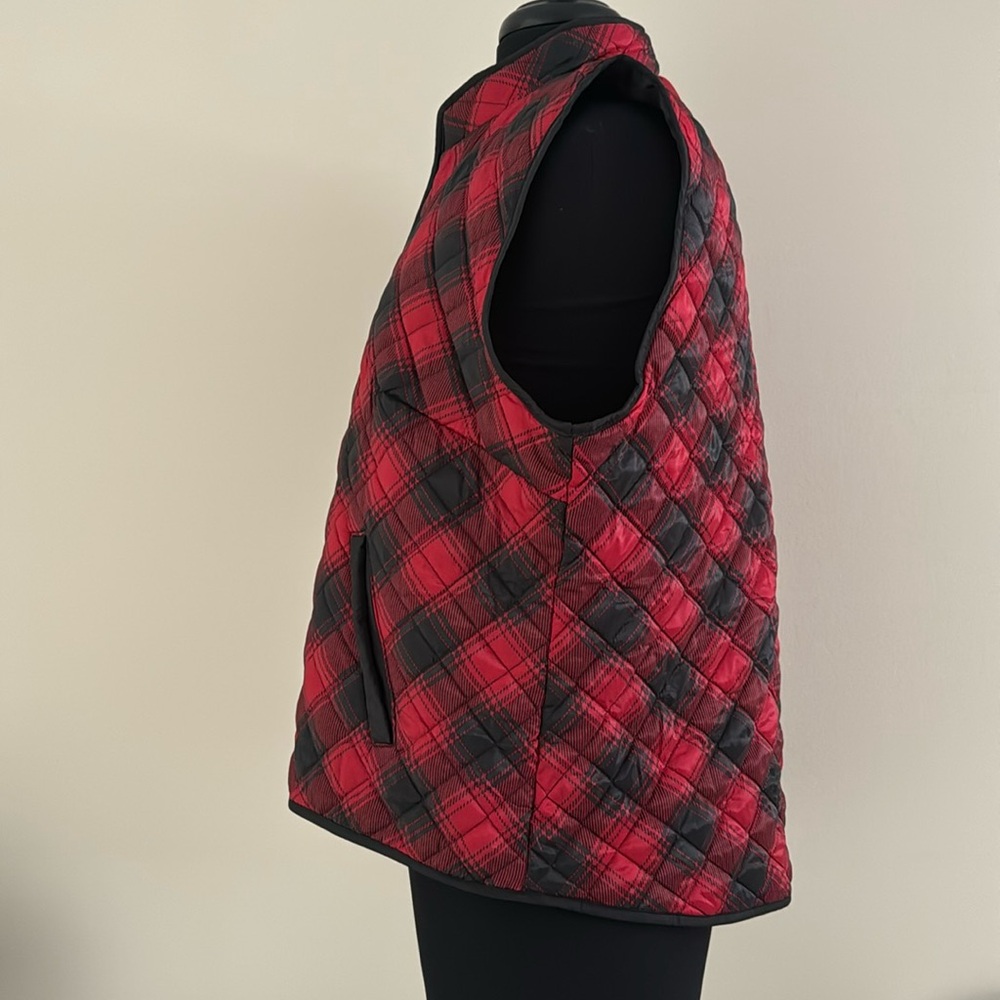 Karen Scott Petite Plaid Lightweight Puffer Vest EUC Size PXL - Picture 5 of 9